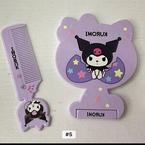 Cartoon Melody Kuromi portable mirror mini comb girl Kuromi beauty comb fold